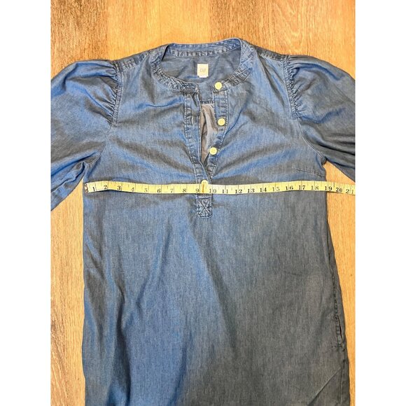 Gap XS Denim Tunic Dress With Puff Sleeves & Button-Front Closure - Picture 7 of 7